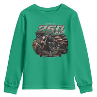 Retro Biker USA 250th Anniversary Youth Sweatshirt Vintage Motorcycle American Flag Route 66 Highway