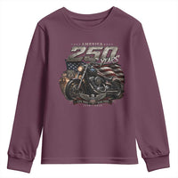 Retro Biker USA 250th Anniversary Youth Sweatshirt Vintage Motorcycle American Flag Route 66 Highway