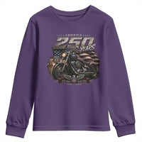 Retro Biker USA 250th Anniversary Youth Sweatshirt Vintage Motorcycle American Flag Route 66 Highway