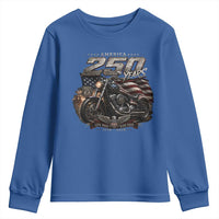 Retro Biker USA 250th Anniversary Youth Sweatshirt Vintage Motorcycle American Flag Route 66 Highway
