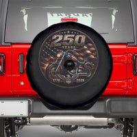 Retro Biker USA 250th Anniversary Spare Tire Cover Vintage 250 Years 1776 2026 Patriotic Motorcycle American Flag