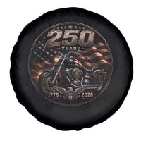 Retro Biker USA 250th Anniversary Spare Tire Cover Vintage 250 Years 1776 2026 Patriotic Motorcycle American Flag
