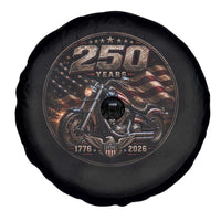 Retro Biker USA 250th Anniversary Spare Tire Cover Vintage 250 Years 1776 2026 Patriotic Motorcycle American Flag