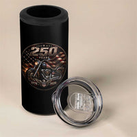 Retro Biker USA 250th Anniversary 4 in 1 Can Cooler Tumbler Vintage 250 Years 1776 2026 Patriotic Motorcycle American Flag