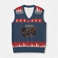 Retro Biker USA 250th Anniversary V-Neck Knit Sweater Vest Vintage 250 Years 1776 2026 Patriotic Motorcycle American Flag