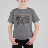Retro Biker USA 250th Anniversary T Shirt For Kid Vintage 250 Years 1776 2026 Patriotic Motorcycle American Flag