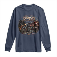Retro Biker USA 250th Anniversary Long Sleeve Shirt Vintage 250 Years 1776 2026 Patriotic Motorcycle American Flag