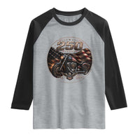 Retro Biker USA 250th Anniversary Raglan Shirt Vintage 250 Years 1776 2026 Patriotic Motorcycle American Flag