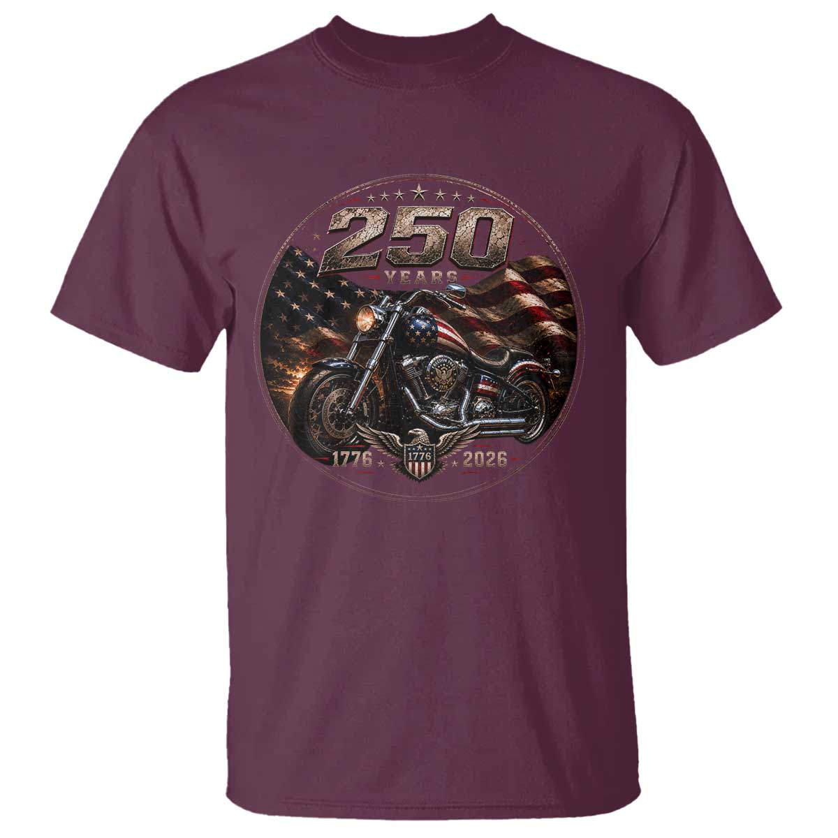 Retro Biker USA 250th Anniversary T Shirt Vintage 250 Years 1776 2026 Patriotic Motorcycle American Flag