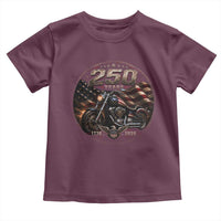 Retro Biker USA 250th Anniversary Toddler T Shirt Vintage 250 Years 1776 2026 Patriotic Motorcycle American Flag