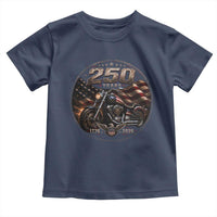 Retro Biker USA 250th Anniversary Toddler T Shirt Vintage 250 Years 1776 2026 Patriotic Motorcycle American Flag