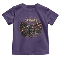 Retro Biker USA 250th Anniversary Toddler T Shirt Vintage 250 Years 1776 2026 Patriotic Motorcycle American Flag