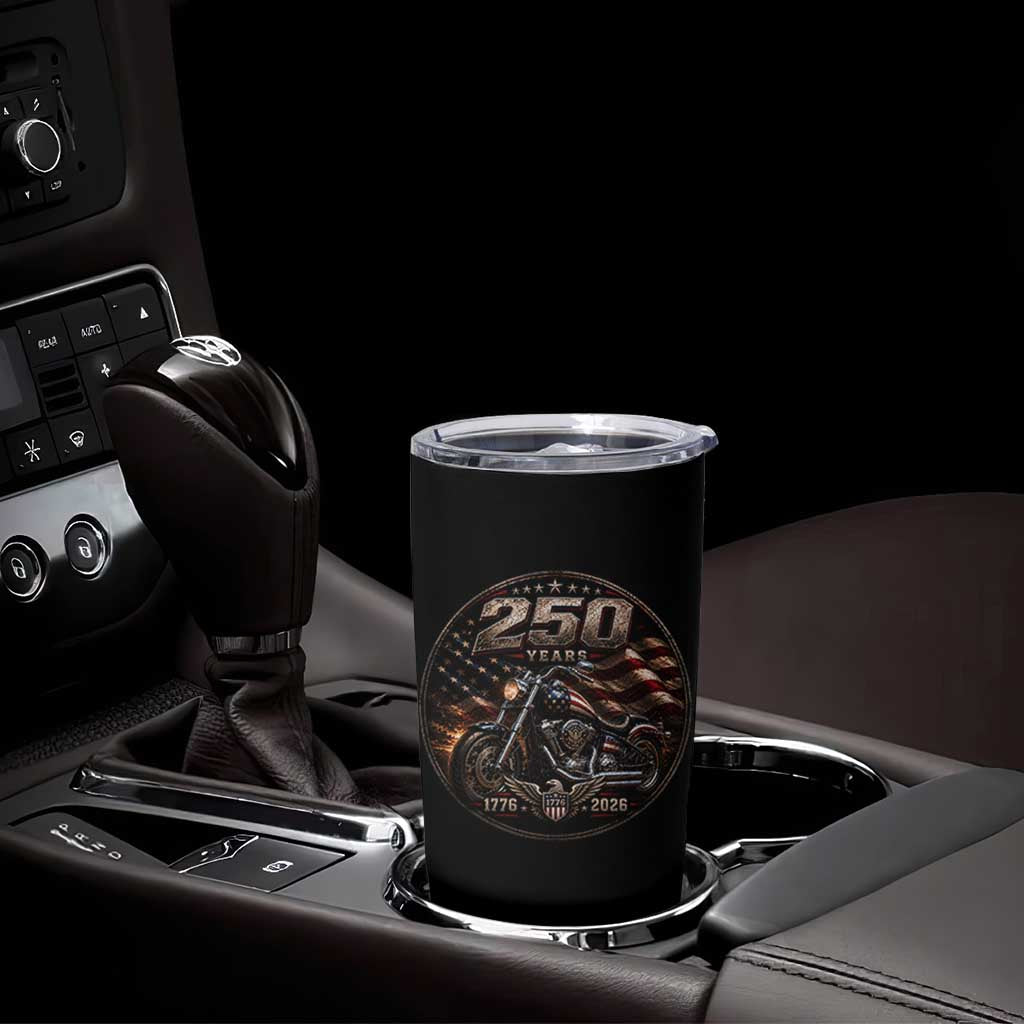Retro Biker USA 250th Anniversary Tumbler Cup Vintage 250 Years 1776 2026 Patriotic Motorcycle American Flag