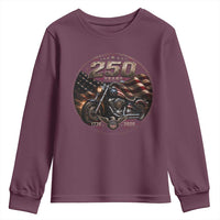 Retro Biker USA 250th Anniversary Youth Sweatshirt Vintage 250 Years 1776 2026 Patriotic Motorcycle American Flag