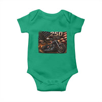 Retro Biker USA 250th Anniversary Baby Onesie American Flag Motorcycle Eagle Independence Day
