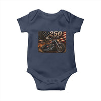 Retro Biker USA 250th Anniversary Baby Onesie American Flag Motorcycle Eagle Independence Day