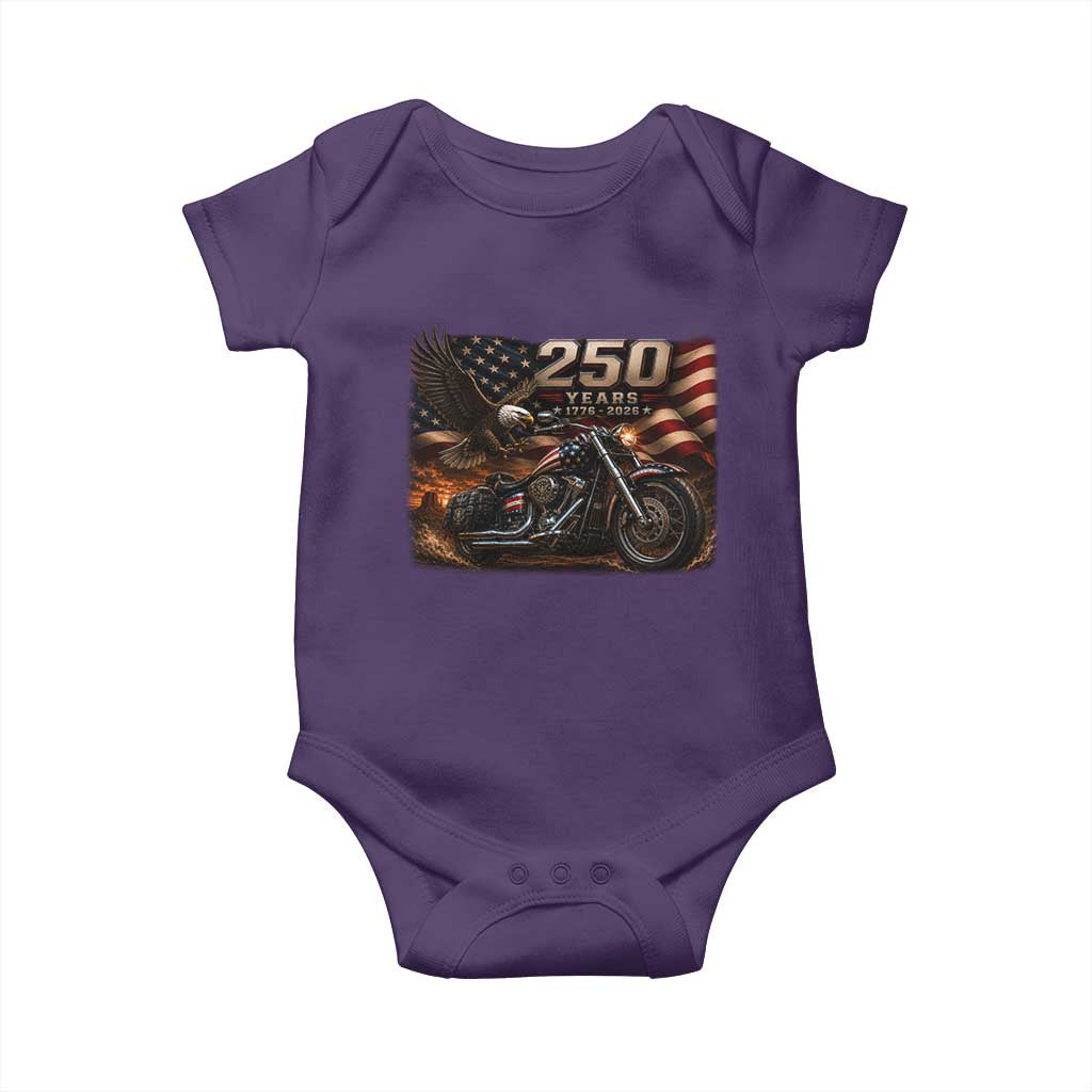Retro Biker USA 250th Anniversary Baby Onesie American Flag Motorcycle Eagle Independence Day