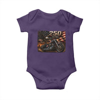 Retro Biker USA 250th Anniversary Baby Onesie American Flag Motorcycle Eagle Independence Day