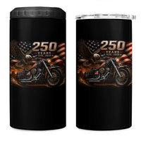 Retro Biker USA 250th Anniversary 4 in 1 Can Cooler Tumbler American Flag Motorcycle Eagle Independence Day