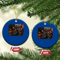 Retro Biker USA 250th Anniversary Ceramic Ornament American Flag Motorcycle Eagle Independence Day