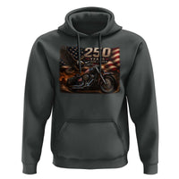 Retro Biker USA 250th Anniversary Hoodie American Flag Motorcycle Eagle Independence Day