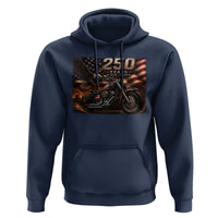 Retro Biker USA 250th Anniversary Hoodie American Flag Motorcycle Eagle Independence Day