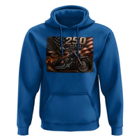 Retro Biker USA 250th Anniversary Hoodie American Flag Motorcycle Eagle Independence Day