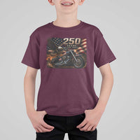 Retro Biker USA 250th Anniversary T Shirt For Kid American Flag Motorcycle Eagle Independence Day