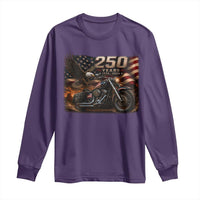 Retro Biker USA 250th Anniversary Long Sleeve Shirt American Flag Motorcycle Eagle Independence Day