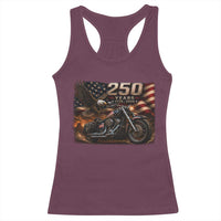 Retro Biker USA 250th Anniversary Racerback Tank Top American Flag Motorcycle Eagle Independence Day