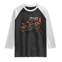 Retro Biker USA 250th Anniversary Raglan Shirt American Flag Motorcycle Eagle Independence Day