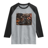 Retro Biker USA 250th Anniversary Raglan Shirt American Flag Motorcycle Eagle Independence Day