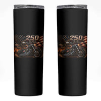 Retro Biker USA 250th Anniversary Skinny Tumbler American Flag Motorcycle Eagle Independence Day