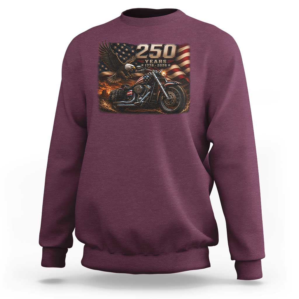 Retro Biker USA 250th Anniversary Sweatshirt American Flag Motorcycle Eagle Independence Day