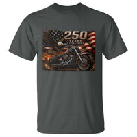Retro Biker USA 250th Anniversary T Shirt American Flag Motorcycle Eagle Independence Day