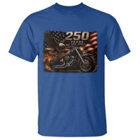 Retro Biker USA 250th Anniversary T Shirt American Flag Motorcycle Eagle Independence Day