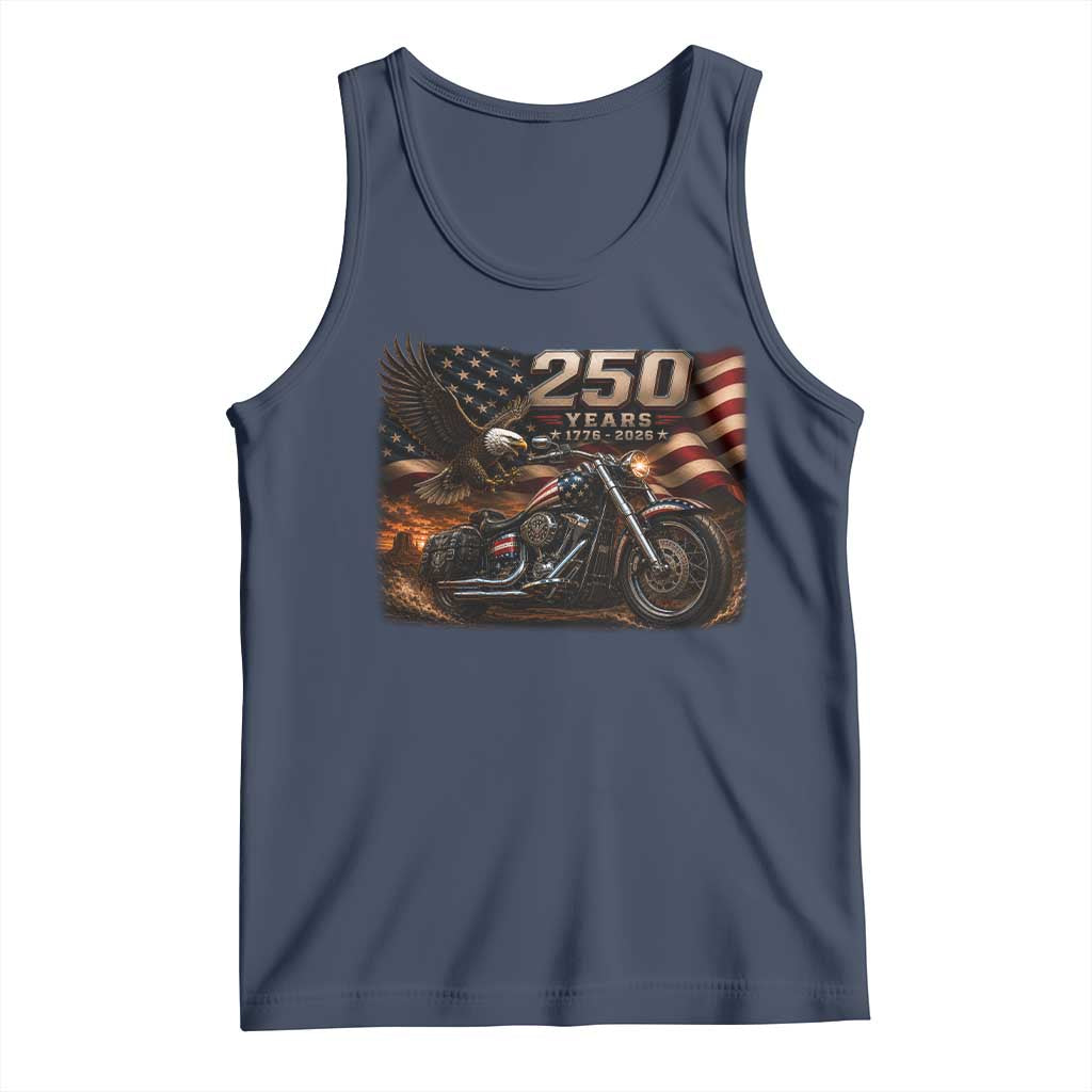 Retro Biker USA 250th Anniversary Tank Top American Flag Motorcycle Eagle Independence Day