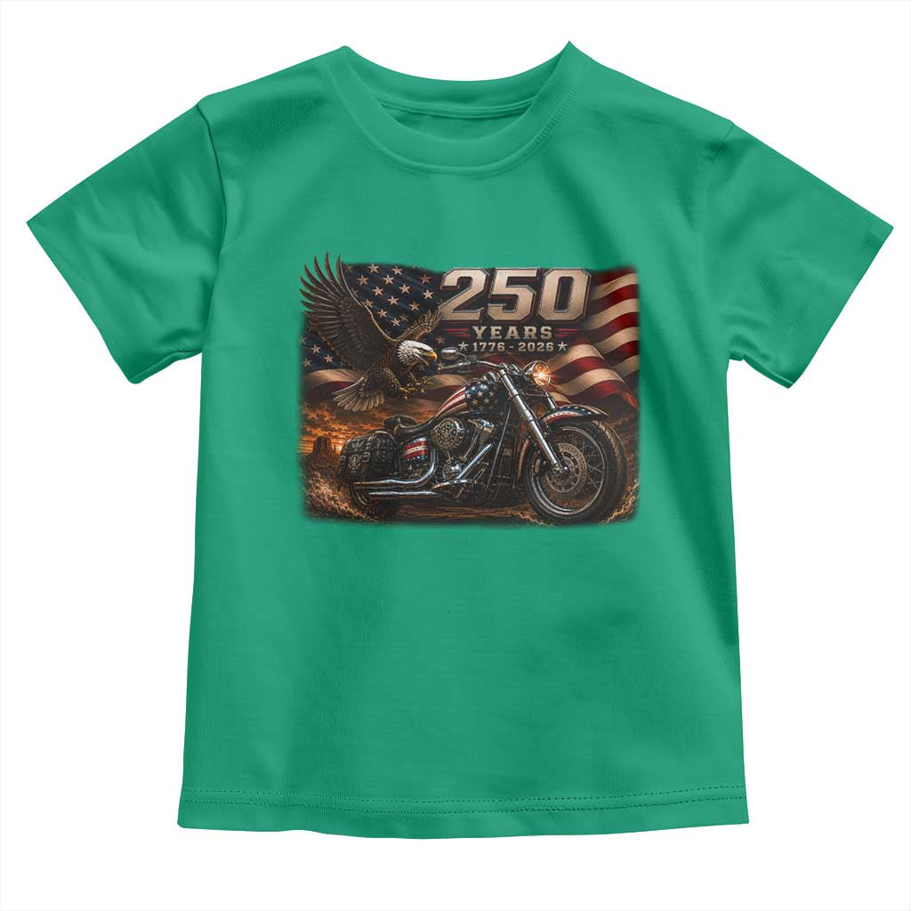 Retro Biker USA 250th Anniversary Toddler T Shirt American Flag Motorcycle Eagle Independence Day