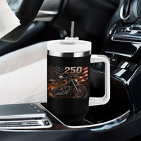 Retro Biker USA 250th Anniversary Tumbler With Handle American Flag Motorcycle Eagle Independence Day