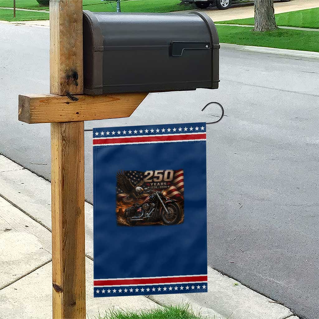 Retro Biker USA 250th Anniversary Patriotic Garden Flag American Flag Motorcycle Eagle Independence Day