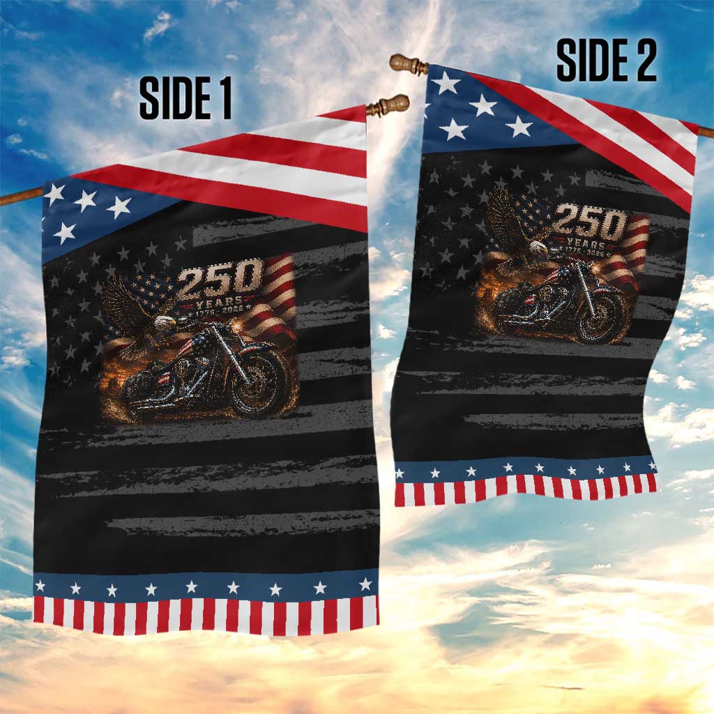 Retro Biker USA 250th Anniversary Patriotic Garden Flag American Flag Motorcycle Eagle Independence Day