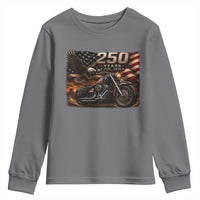 Retro Biker USA 250th Anniversary Youth Sweatshirt American Flag Motorcycle Eagle Independence Day