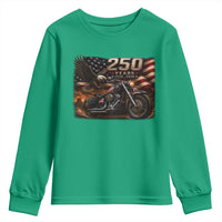 Retro Biker USA 250th Anniversary Youth Sweatshirt American Flag Motorcycle Eagle Independence Day