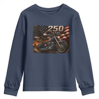 Retro Biker USA 250th Anniversary Youth Sweatshirt American Flag Motorcycle Eagle Independence Day