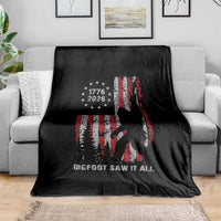 Bigfoot Sasquatch USA 250th Anniversary Throw Blanket Retro Bigfoot Saw It All 250 Years 1776 2026 4th of July