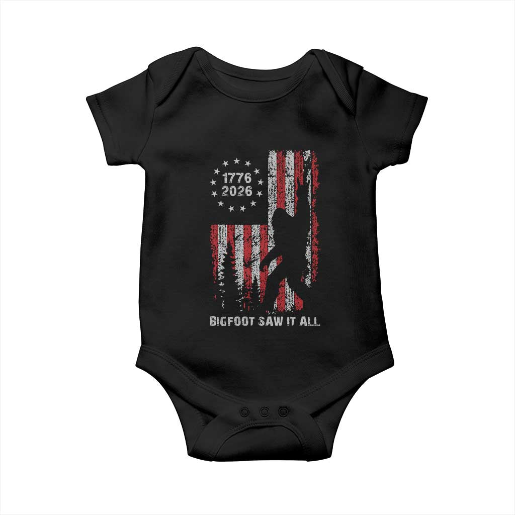 Bigfoot Sasquatch USA 250th Anniversary Baby Onesie Retro Bigfoot Saw It All 250 Years 1776 2026 4th of July