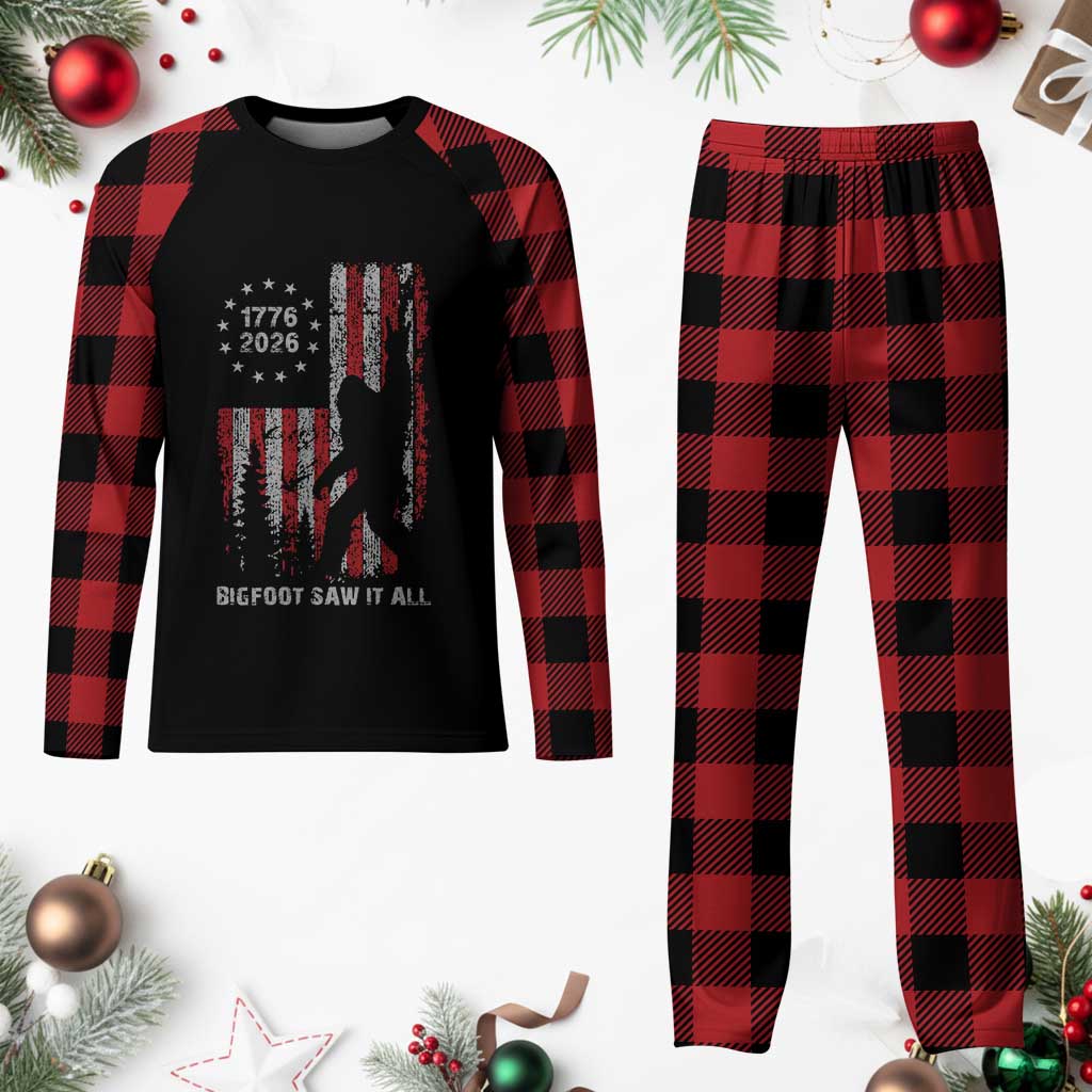 Bigfoot Sasquatch USA 250th Anniversary Plaid Pajama Set Retro Bigfoot Saw It All 250 Years 1776 2026 4th of July