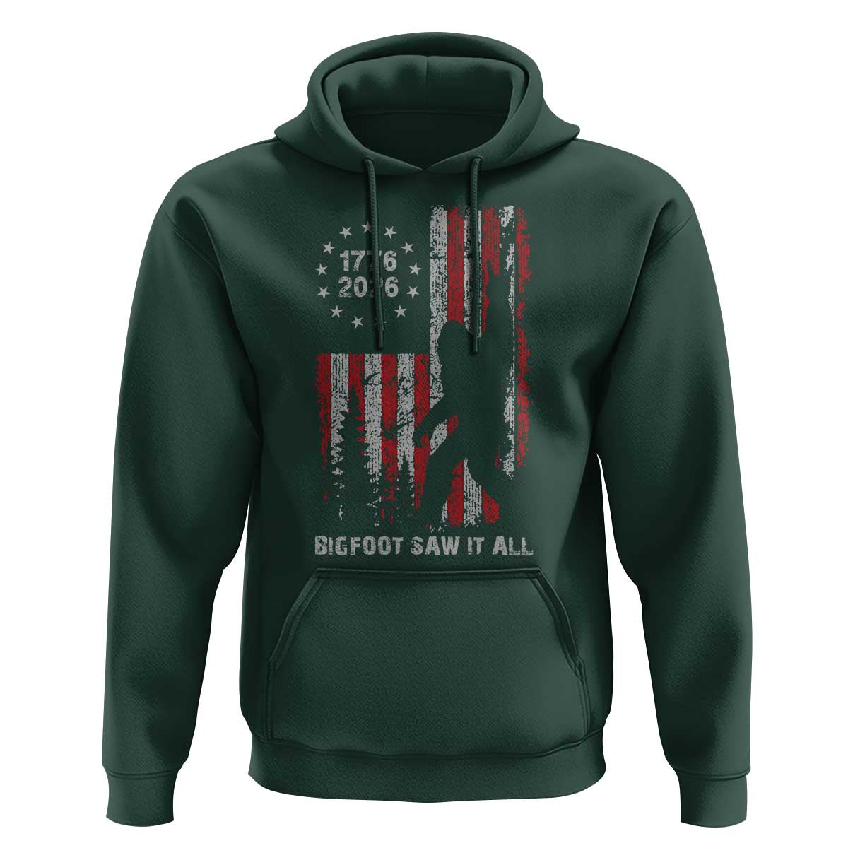 Bigfoot Sasquatch USA 250th Anniversary Hoodie Retro Bigfoot Saw It All 250 Years 1776 2026 4th of July