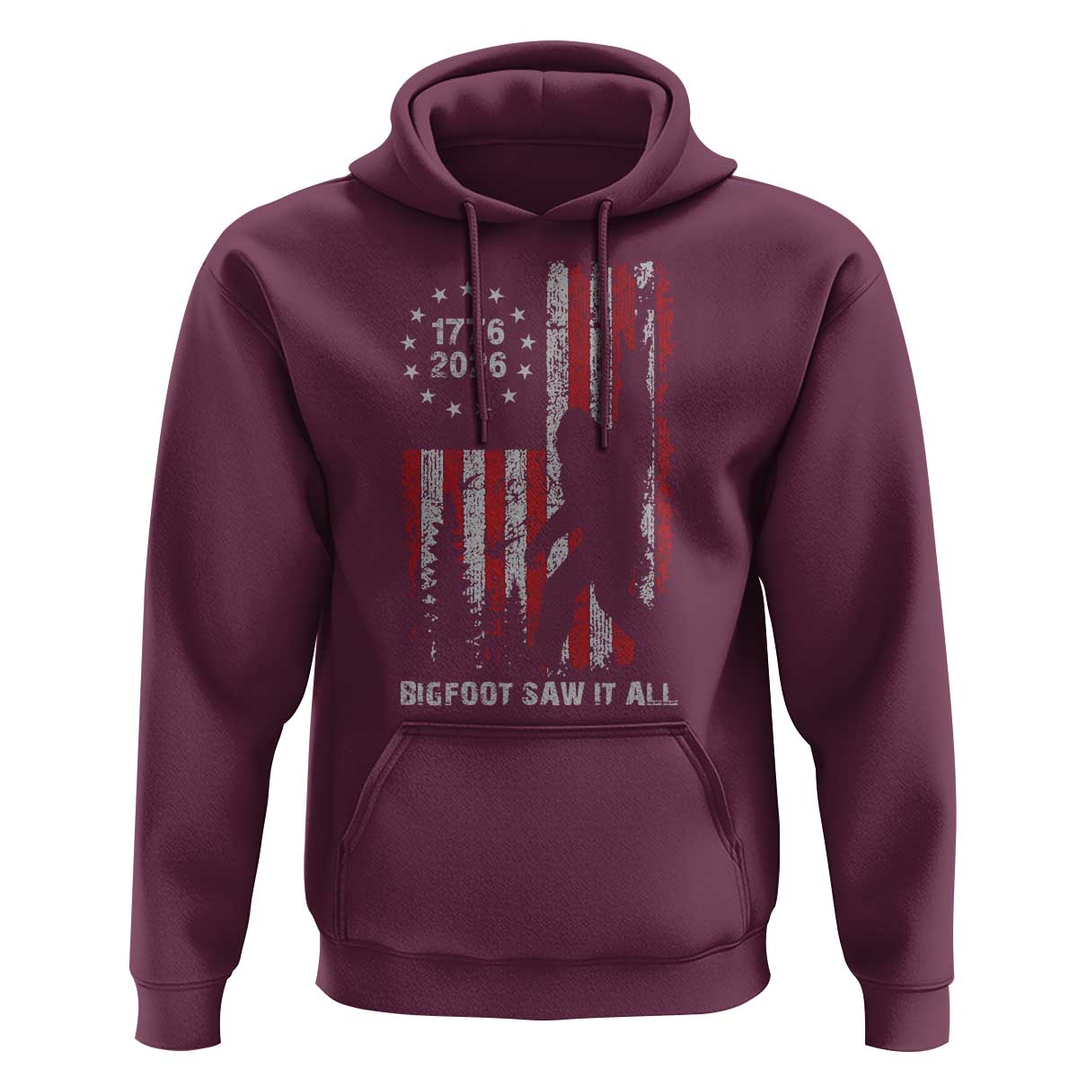 Bigfoot Sasquatch USA 250th Anniversary Hoodie Retro Bigfoot Saw It All 250 Years 1776 2026 4th of July