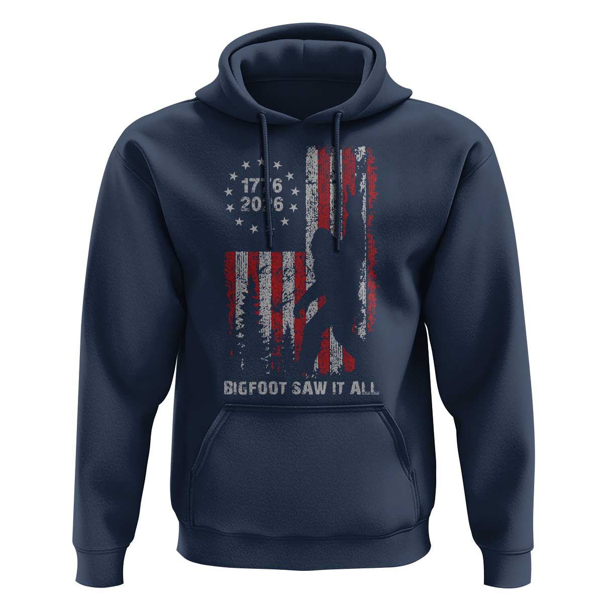 Bigfoot Sasquatch USA 250th Anniversary Hoodie Retro Bigfoot Saw It All 250 Years 1776 2026 4th of July